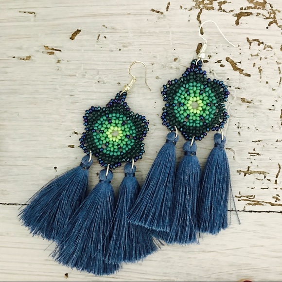 Beautiful Handmade Flower Tassel Earrings - Picture 5 of 8
